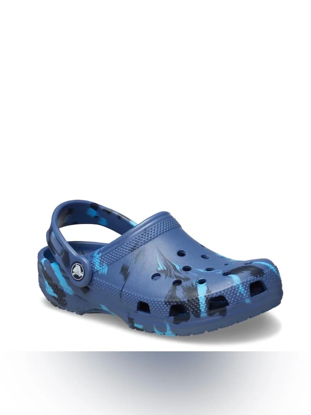 CROCS Kids Blue Clog Sandals with Aqua Camouflage Accents